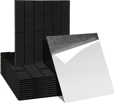 12 stuks Akoestische panelen Vierkante baksteen Wandpanelen Geluidspanelen Plaktegels Zwart