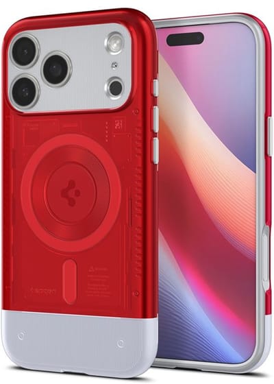 Spigen Classic C1 MagFit Hoesje Geschikt voor iPhone 17 Pro Max - Compatibel met MagSafe - Retro Back Cover - Rood