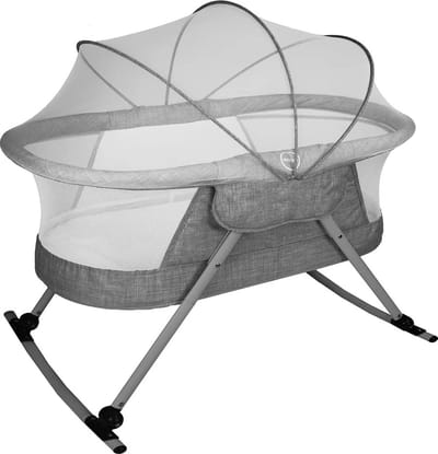 DHN Opvouwbare Baby Wieg - Draagbare babybed - Babybed met matras - Grijs - Babycomfort - Reiswieg - Reisbedje met matras