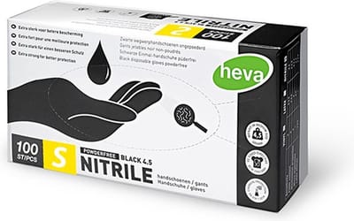 Heva Nitril Wegwerp Handschoenen Ongepoederd - S - 100 Stuks - Zwart