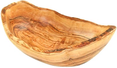 D.O.M. Rustieke Olijfhouten Ovale Fruitschaal met Natuurlijke Rand (L30-34 cm) – Voor Fruit Salade en Brood