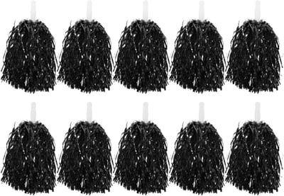 Cheerleader Pompoms Set van 10 Stuks voor School, Sportevenementen en Dansfeesten - Zwart