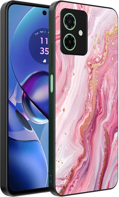 Smartphonica Telefoonhoesje Geschikt voor Motorola Moto G55 met marmer opdruk - TPU backcover case marble design - Roze geschikt voor Motorola Moto G55
