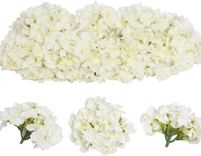 Dailygoody - Kunstmatige Hortensia - Pluizige Bloemen - Herbruikbaar en Duurzaam - Crèmewit - Bloemstukken - Decoratie voor Bruiloft en Thuis