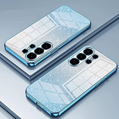Hoesje geschikt voor Samsung Galaxy S26 Ultra - Phonesta Crystal Sparkle Glitter Silicone Back Cover - Blauw