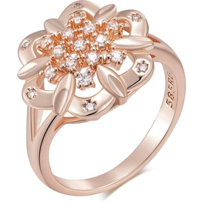 Bagues Ethniques Uniques Fleur en Cristal pour Femmes Couleur Or Rose Avec Accessoires Zircon Naturel Bijoux Quotidien 10 beige