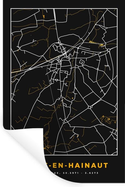 Muurstickers - Sticker Folie - Stadskaart - Leuze-en-Hainaut - Plattegrond - Kaart - 20x30 cm - Plakfolie - Muurstickers Kinderkamer - Zelfklevend Behang - Zelfklevend behangpapier - Stickerfolie