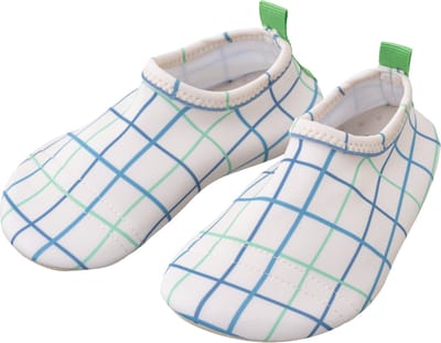 Fresk Zwemschoenen 21/22 -UV 50-bescherming – Antislip Strandschoenen – Quick Dry – Waterschoenen voor Kinderen – Elastische Pasvorm Jongens - Creme - Classic Check