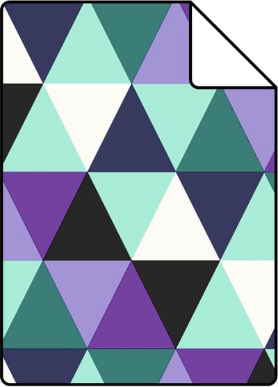Proefstaal Origin Wallcoverings behang grafische driehoeken paars en licht azuurblauw - 26,5 x 21 cm - 347204-S