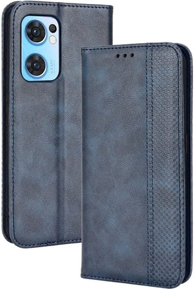 Coverup Hoesje - Geschikt voor OPPO Find X5 Lite Hoesje - Coverup Vintage Style Book Case - Blauw