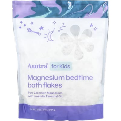 Asutra, Asutra voor Kinderen, Magnesium Badvlokken voor het Slapengaan, 32 oz (907 gram) gray