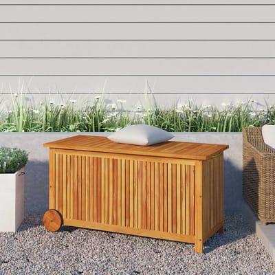vidaXL - Tuinbox - met - wieltjes - 113x50x58 - cm - massief - acaciahout