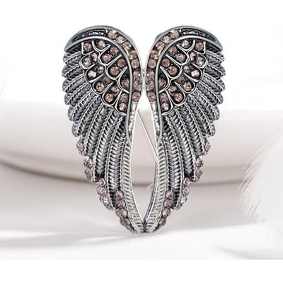 Creatieve Vintage Vleugels Kristallen Broche Speld Voor Vrouwen Mannen Mode Trendy Metalen Speldjes Unisex Casual Feest Banket Broches Sieraden zwart