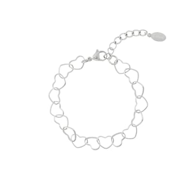 Lovely Chain Hearts Armband | RVS (verkleurt niet) Zilver | Nikkelvrij | Yehwang | Beste cadeau voor haar | Kerst | Sinterklaas