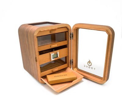 Luxe Sigaren Humidor van Cederhout - 5 Laadjes, Glazen Voor- en Bovenkant, Inclusief Digitale Hygrometer en Humidifier - Ruimte voor 110 Sigaren - Bruin