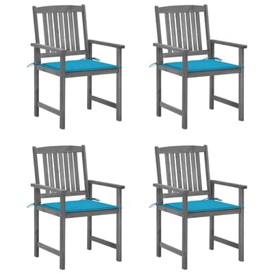 vidaXL - Tuinstoelen - 4 - st - met - kussens - massief - acaciahout - grijs
