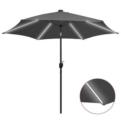 vidaXL - Parasol - met - LED-verlichting - en - aluminium - paal - 300 - cm - antraciet