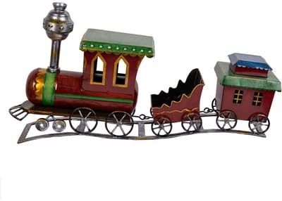Clayre & Eef Decoratie Beeld Trein 70x15x36 cm Rood Metaal