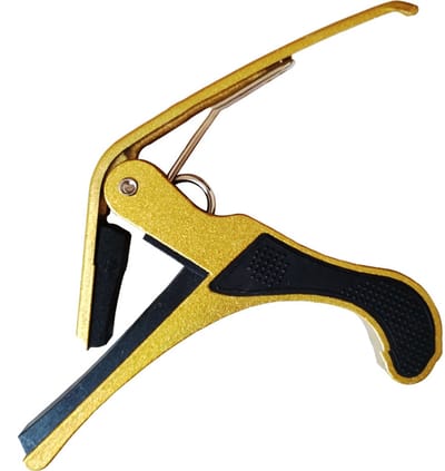 Capo - Gitaarklem - Platte toets - Gitaar capo met grip - Elektrisch, akoestisch en ukelele - Guitar capodaster - Gitaar /muziek accessoire - Aluminium - Goud - Jonyx