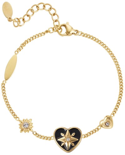 Joy Ibiza - hartjes armband - zwart emaille hartje - lobster sluiting - armband party boho - bohemian style - stainless steel - ip/pvd goldplated