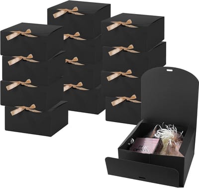 24x Luxe Cadeauboxen met Deksel - Cadeauverpakking voor Bruiloft, Kerst, Valentijn, Verjaardag - Zwart