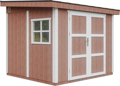 Timbela M938-REDWOOD RED - LP SmartSide Tuinhuis op houtbasis - 5,9 m² - 248x294xH231 cm - met vloer en verf