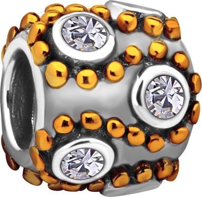 Quiges - 925 - Zilveren - Bedels -Sterling zilver - Beads - Golven Ornament met Zirkonia Kraal Charm - Geschikt – voor - alle bekende merken - Armband Z320