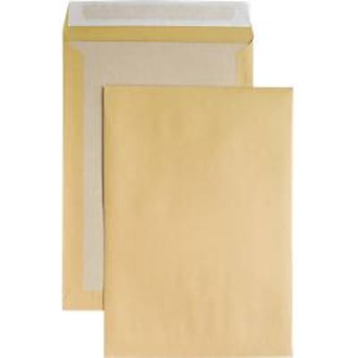 Verzendenvelop, B4, kartonnen achterkant en kleefsluiting, zonder venster, bruin, 125 st.