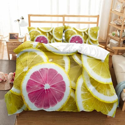 Citroen Dekbedovertrek Set Vers Fruit Patroon Dekbedovertrek Tweepersoons Eenpersoons Kingsize Voor Kinderen Tieners Volwassenen Beddengoed Set Dekbedovertrek 240x220cm