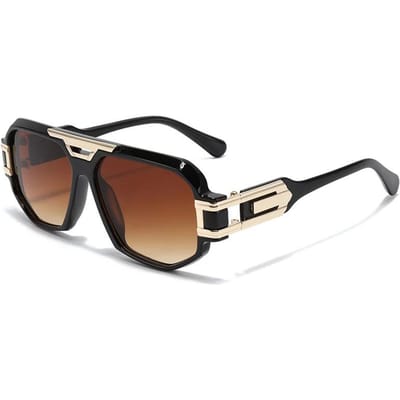 Nieuwe Mode Luxe Designer Oversized Zonnebril Mannen Vrouwen Vintage Spiegel Glazen Steampunk Trendy Reisbril black