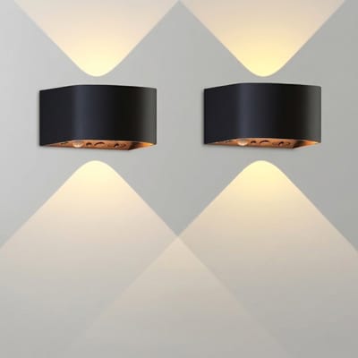 Stervia Wandlamp - 2 Stuks - Rond - LED - Met Sensor - 5 Niveaus Licht - Oplaadbaar - Zwart - 10 x 8,71 x 5,5 cm