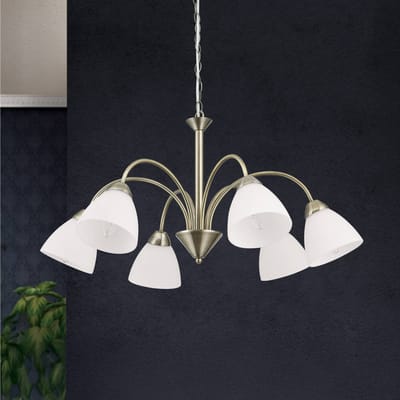 ORION Oude messing gekleurde hanglamp Kinga - 6 lampen