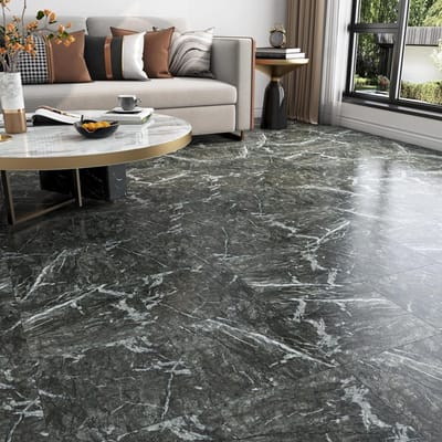 Zelfklevende PVC Vloertegels 30x30CM - 30 Stuks Donkergrijs Marmer Effect voor Keuken en Woonkamer