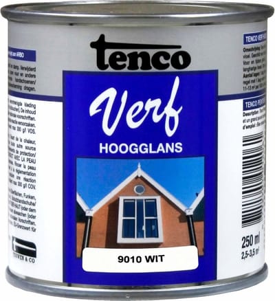 Tenco verf hoogglans wit (RAL 9010) - 250 ml