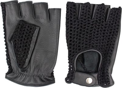 Swift Vintage - Vingerloze Crochet Handschoenen - Crochet Handschoenen Dames - Zwart - Echt Geitenleer - Naadloze pasvorm - Gehaakte Handschoenen - Maat XS