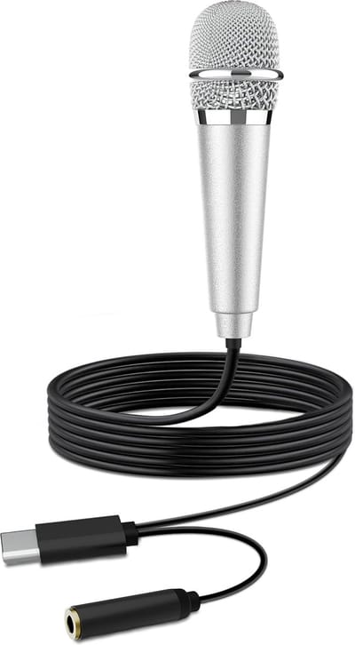 Daity 1-delige - draagbare minimicrofoon voor spraak- en video-opnames - zang - vlogs en podcasts - compatibel met iPhone - Android-telefoons - computers - laptops - tablets en iPads (5,8*1,8 cm)