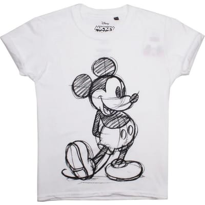 Disney Meisjes Mickey Mouse Schets T-shirt (Wit)