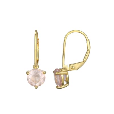 Cavill - Zilveren Oorbellen met Gouden Plating - 925 Sterling Zilver - Braziliaanse Rozenkwarts Rond 6 mm - 1,08 ct - Elegant & Lichtgewicht