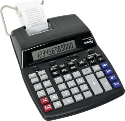 Rekenmachine Printer - Tafelcalculator - Zakelijk Gebruik - Dubbele Printkleur - 210 x 355 x 85 mm - Zwart