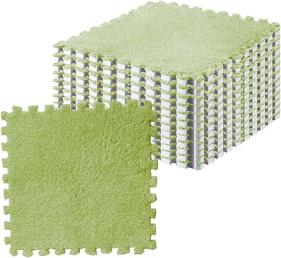 Dailygoods- Puzzelmat 10 Stuks Pluche - Zachte Antislip Tegels - Vloermat voor Kinderkamer - Comfortabel en Veilig - Eenvoudig te Installeren