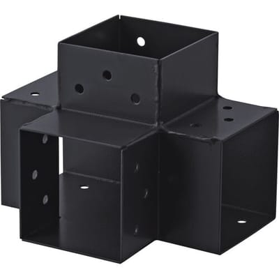 Suki T-verbinder - Hoek 90 Graden - 4 Aansluitingen - Verzinkt Staal - Antraciet - 91x91mm - Type H
