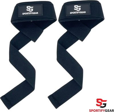 Sportifygear Straps Lifting - Deadlift Straps - Powerlifting - Bodybuilding - Gym Straps - Krachttraining Accessoires - Zwart/Materiaal