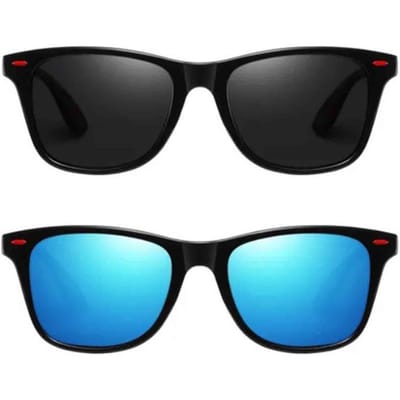 2 stuks zonnebril met volledig montuur lichtgewicht UV400 stijlvolle buitenzonnebril blauw zwart black