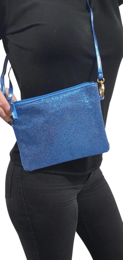 Glitter schoudertas - kobalt blauw/ donker blauw - Feest/ festival/ carnaval