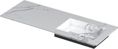 INK Post wastafel in keramische slab met envelop bodem wasbak rechts zonder kraangat 120x45x1cm, statuario glans