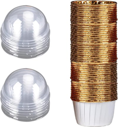 50 Stuks Aluminium Folie Cupcake Mallen, Papieren Muffin Bakvormen met Deksel voor Feestjes en Verjaardagen, Ideaal voor Bakken en Decoreren