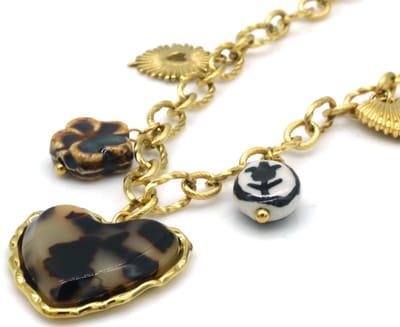 Ketting met XL bedels - RVS - goudkleurig - 40-45 cm - dames