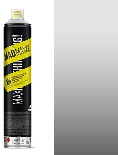 MTN MADMAXXX Zilveren 750ml Spuitverf - Hoge druk met mannelijk ventiel en extra brede lijnen