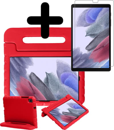 Hoesje - Geschikt voor Samsung Galaxy Tab A7 Lite - Met Screenprotector - Kinderhoes - Shockproof Bumper - Kidsproof Case - Tablethoes - Kinder Hoes Cover - Rood