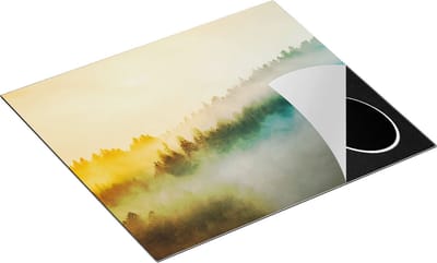 Chefcare Inductie Beschermer Kleurrijke Zonsopgang in het Bos met Mist - 60x50 cm - Afdekplaat Inductie - Kookplaat Beschermer - Inductie Mat